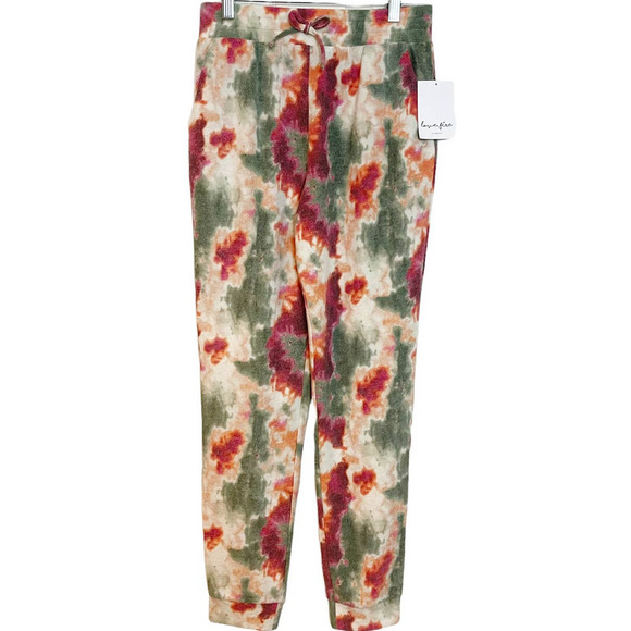 Love Fire Women's Tie Dye Stretch Pants Straight Legs Multicolor Size L NWT - Picture 1 of 9